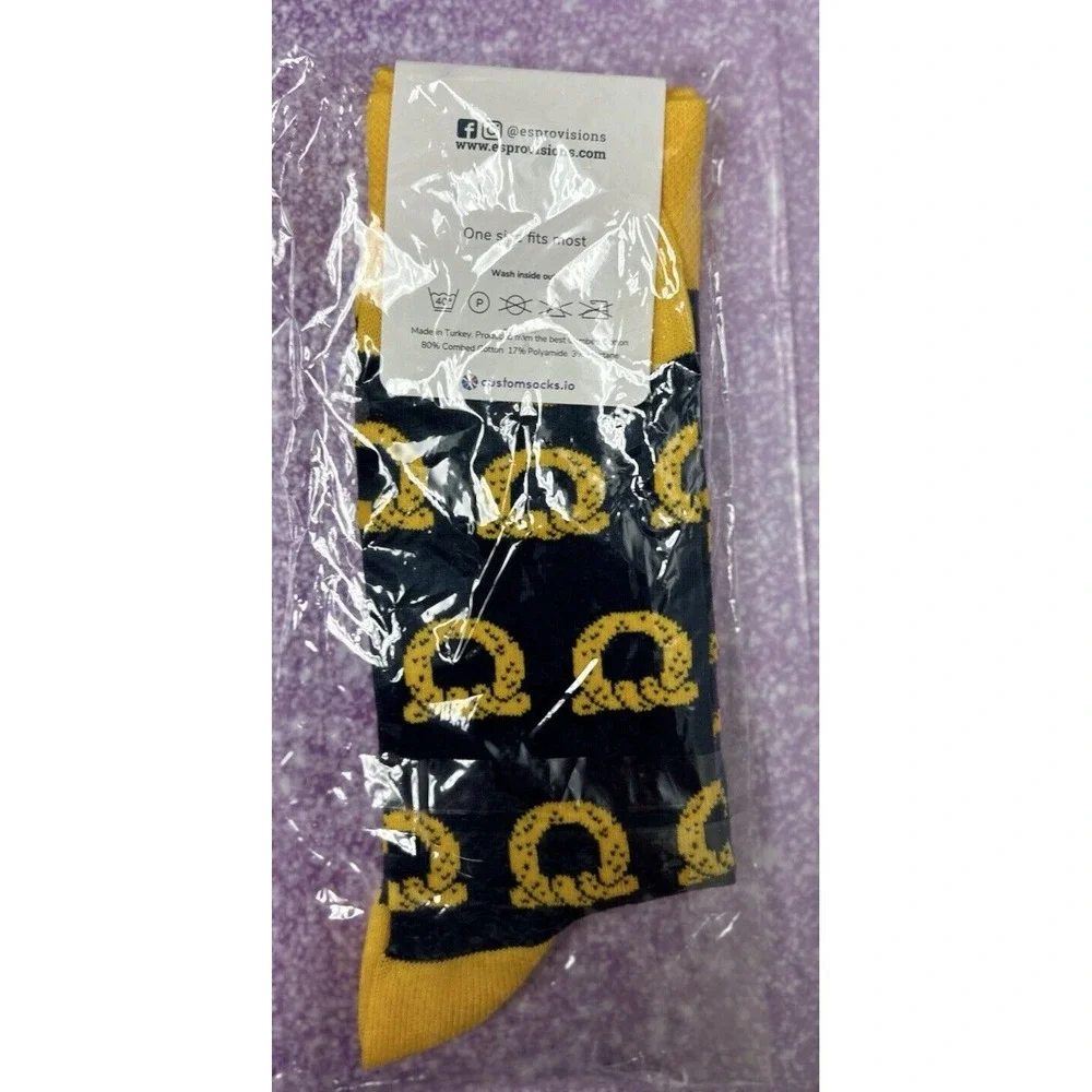 Eastern Standard Provisions Rope Print Socks SV3 Blue and Gold One Size NWT‎
